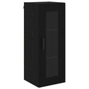 Highboard med skuffe Sort eg 34,5 x 34 x 180 cm Konstrueret træ