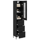 Highboard med skuffe Sort eg 34,5 x 34 x 180 cm Konstrueret træ