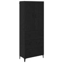 Highboard med skuffe Sort eg 69,5 x 34 x 180 cm Konstrueret træ