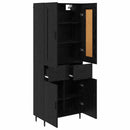 Highboard med skuffe 2 pcs Sort eg Konstrueret træ