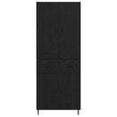 Highboard med skuffe 2 pcs Sort eg Konstrueret træ