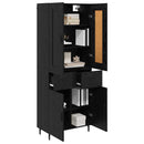 Highboard med skuffe 2 pcs Sort eg Konstrueret træ