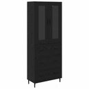 Highboard med skuffe 2 pcs Sort eg Konstrueret træ