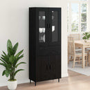 Highboard med skuffe 2 pcs Sort eg Konstrueret træ