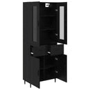 Highboard med skuffe 2 pcs Sort eg Konstrueret træ