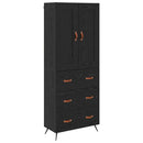 Highboard med skuffe Sort eg 69,5 x 34 x 180 cm Konstrueret træ