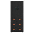 Highboard med skuffe Sort eg 69,5 x 34 x 180 cm Konstrueret træ