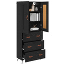 Highboard med skuffe Sort eg 69,5 x 34 x 180 cm Konstrueret træ