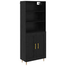 Highboard med skuffe Sort eg 69,5 x 34 x 180 cm Konstrueret træ