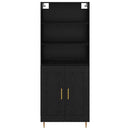 Highboard med skuffe Sort eg 69,5 x 34 x 180 cm Konstrueret træ