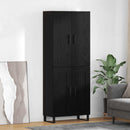 Highboard 2 pcs Sort eg 69,5 x 34 x 180 cm Ingeniørtræ og glas
