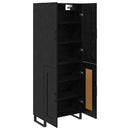 Highboard 2 pcs Sort eg 69,5 x 34 x 180 cm Ingeniørtræ og glas