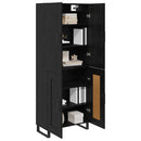 Highboard 2 pcs Sort eg 69,5 x 34 x 180 cm Ingeniørtræ og glas