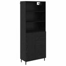 Highboard Sort eg 69,5 x 34 x 180 cm Ingeniørtræ og glas