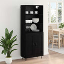 Highboard med skuffe 2 pcs Sort eg Konstrueret træ