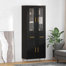 Highboard med skuffe 2 pcs Sort eg Konstrueret træ