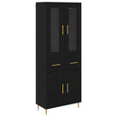 Highboard med skuffe 2 pcs Sort eg Konstrueret træ