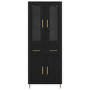 Highboard med skuffe 2 pcs Sort eg Konstrueret træ