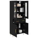 Highboard med skuffe 2 pcs Sort eg Konstrueret træ