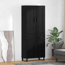 Highboard med skuffe Sort eg 69,5 x 34 x 180 cm Konstrueret træ