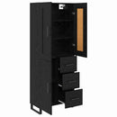 Highboard med skuffe Sort eg 69,5 x 34 x 180 cm Konstrueret træ