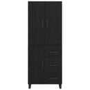Highboard med skuffe Sort eg 69,5 x 34 x 180 cm Konstrueret træ