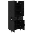 Highboard med skuffe Sort eg 69,5 x 34 x 180 cm Konstrueret træ