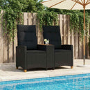 Reclining Bench med Bord Sort 126 x 65 x 112 cm polyrattan