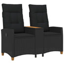 Reclining Bench med Bord Sort 126 x 65 x 112 cm polyrattan