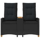Reclining Bench med Bord Sort 126 x 65 x 112 cm polyrattan
