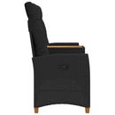 Reclining Bench med Bord Sort 126 x 65 x 112 cm polyrattan