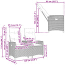 Reclining Bench med Bord Sort 126 x 65 x 112 cm polyrattan