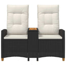 Reclining Bench med Bord Sort og Cremehvid 126 x 65 x 112 cm