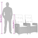 Reclining Bench med Bord Sort og Cremehvid 126 x 65 x 112 cm