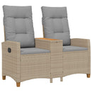 Reclining Bench med Bord Beige og lys grå 126 x 65 x 112 cm
