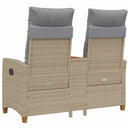 Reclining Bench med Bord Beige og lys grå 126 x 65 x 112 cm