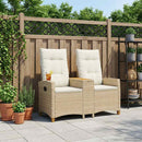 Reclining Bench med Bord Beige og cremehvid 126 x 65 x 112 cm