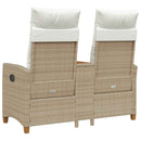 Reclining Bench med Bord Beige og cremehvid 126 x 65 x 112 cm