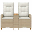 Reclining Bench med Bord Beige og cremehvid 126 x 65 x 112 cm
