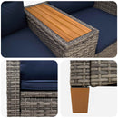 Reclining Bench med Bord Grå og Marineblå 126 x 65 x 112 cm