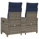 Reclining Bench med Bord Grå og Marineblå 126 x 65 x 112 cm