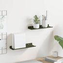 Svævende hylde 2 stk. Oliven grøn 30 x 9 x 2,5 cm Stål