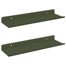 Svævende hylde 2 stk. Oliven grøn 30 x 9 x 2,5 cm Stål
