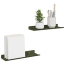 Svævende hylde 2 stk. Oliven grøn 30 x 9 x 2,5 cm Stål