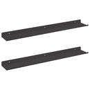 Svævende hylde 2 stk. Sort 60 x 9 x 2,5 cm Stål