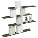 Svævende hylde 4 pcs Oliven grøn 80 x 9 x 2,5 cm Stål