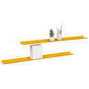 Svævende hylde 2 pcs Sennepsgul 100 x 9 x 2,5 cm Stål