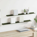 Svævende hylde 2 pcs Oliven grøn 100 x 9 x 2,5 cm Stål