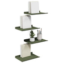 Svævende hylde 4 pcs Oliven grøn 30 x 18 x 2,5 cm Stål