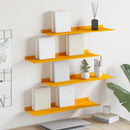 Svævende hylde 4 pcs Sennepsgul 60 x 18 x 2,5 cm Stål